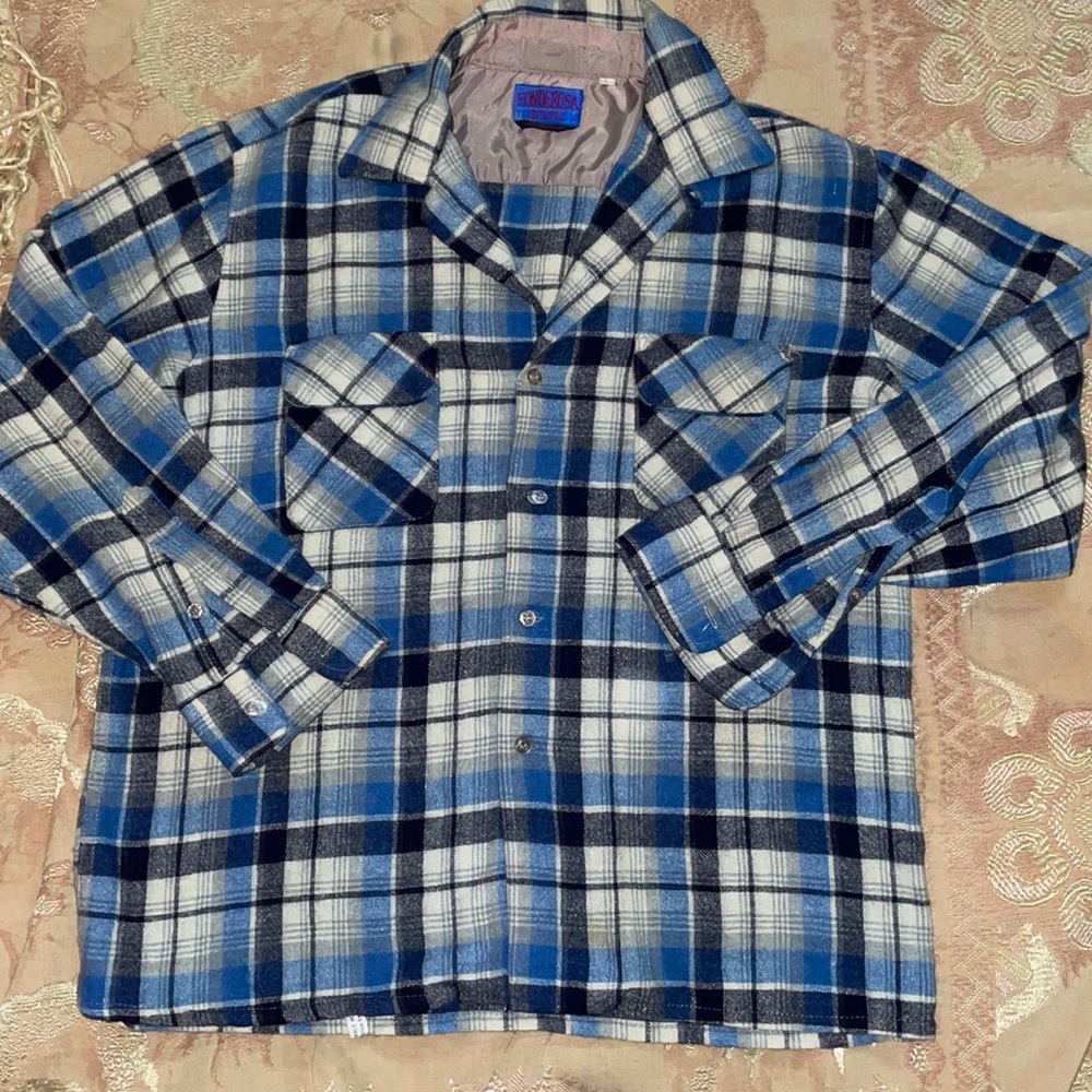 Mens Ponderosa vintage wool button down shirt